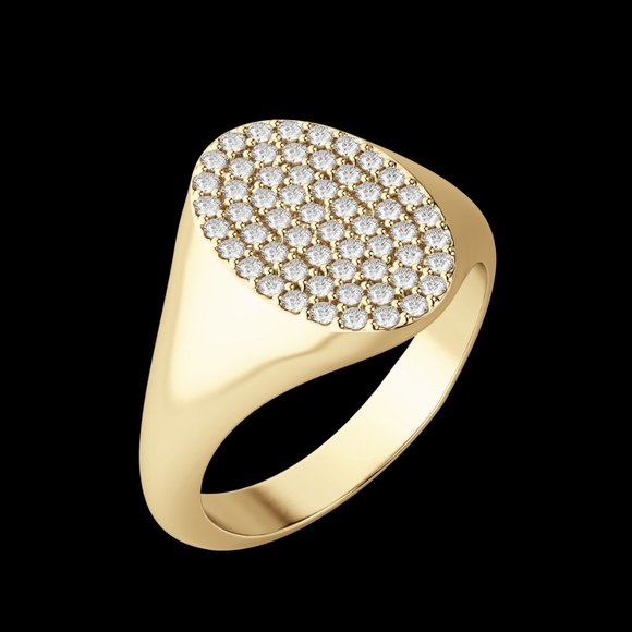 Oval Pavé Signet Ring - Picture 7 of 9